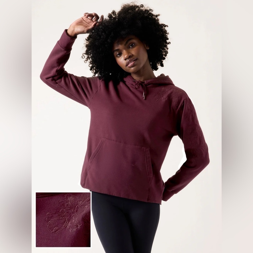 NWT! Athleta Alya Floral Purple Retroplush Hoodie Sweatshirt - Size XS 💎